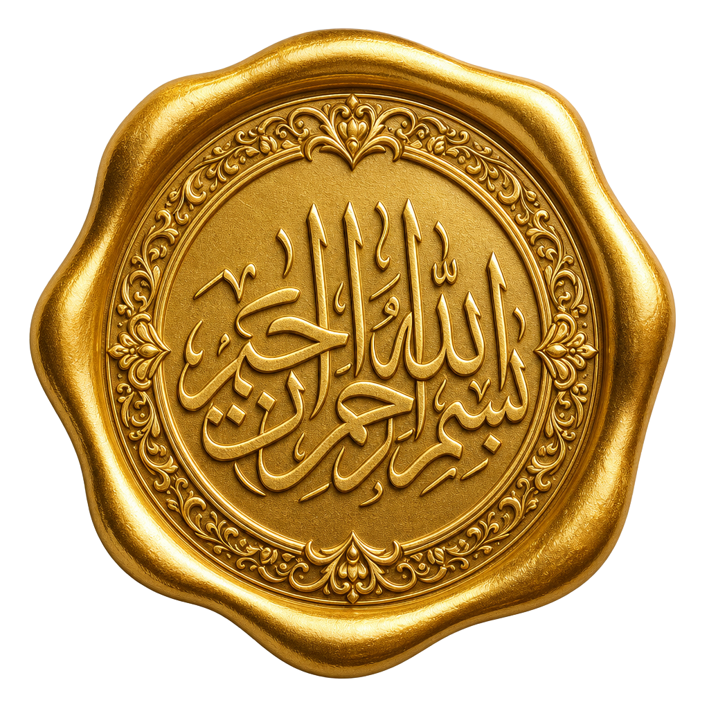 خاتم شمعي ذهبي منقوش بسم الله الرحمن الرحيم